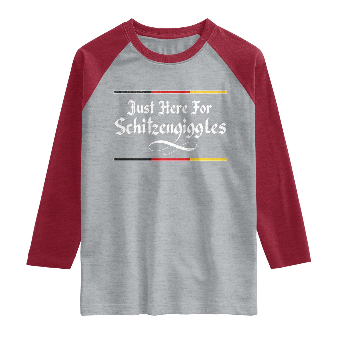 Just Here For Schitzengiggles Funny Oktoberfest Raglan Shirt German Beer Festival Humor