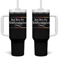 Just Here For Schitzengiggles Funny Oktoberfest Tumbler With Handle German Beer Festival Humor