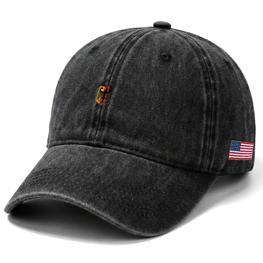 Deutschland German Pride Bundesadler Coat of Arms Crest Washed Cotton Baseball Cap