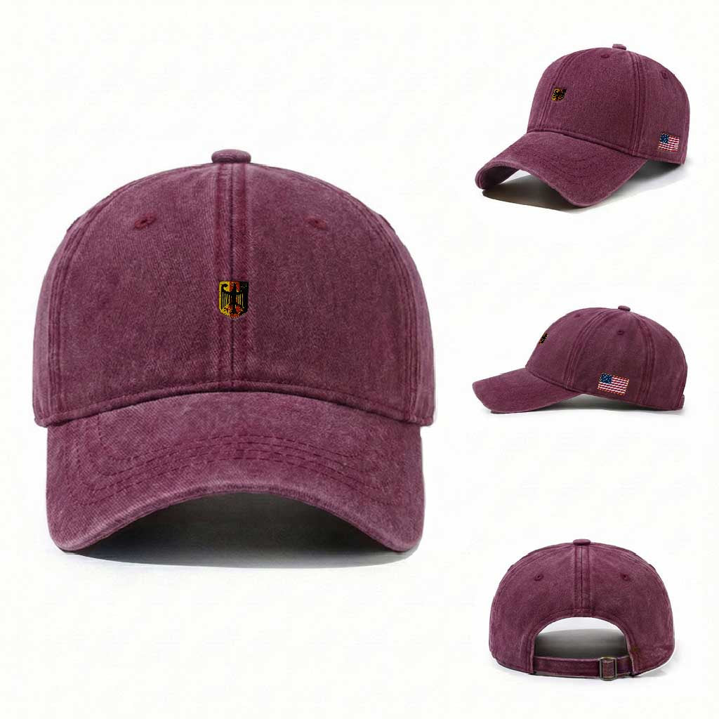 Deutschland German Pride Bundesadler Coat of Arms Crest Washed Cotton Baseball Cap