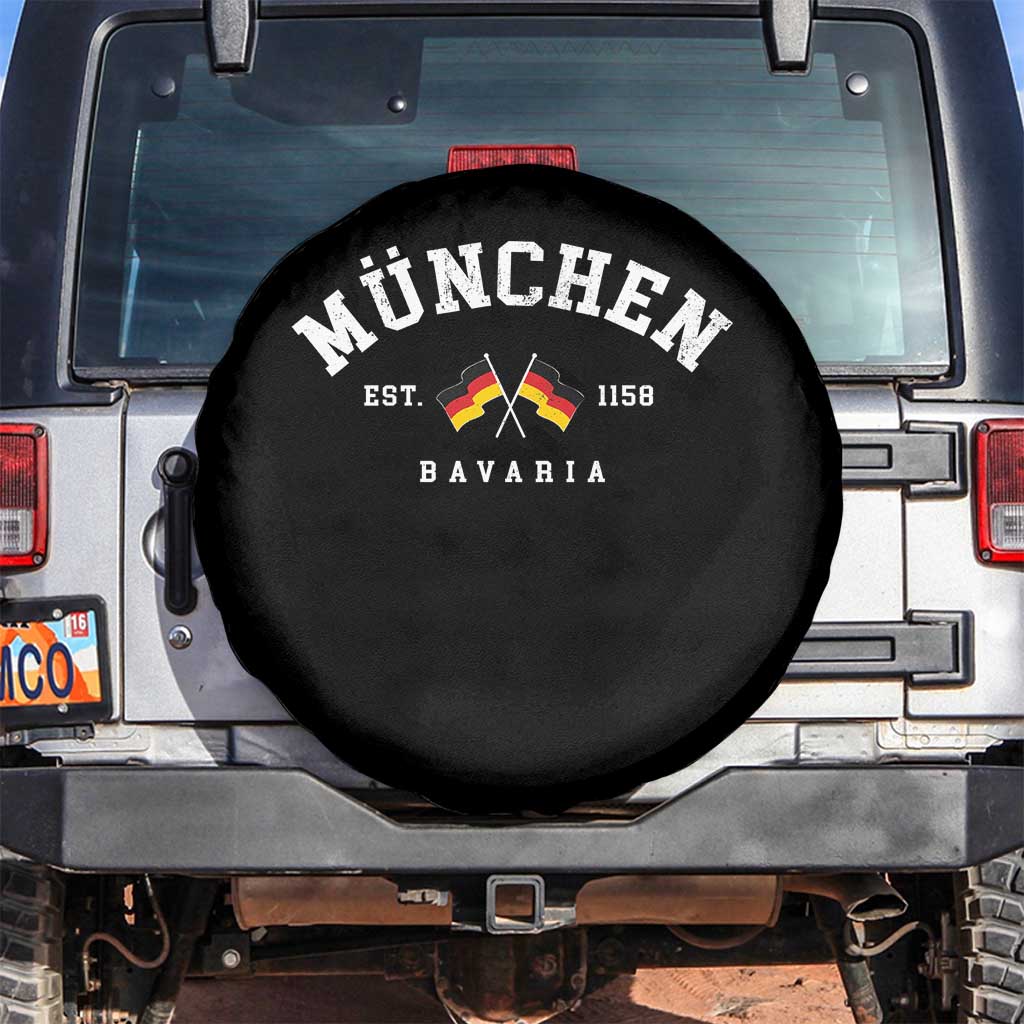 Munich City Bavaria Germany Est 1158 Spare Tire Cover Vintage German Flag