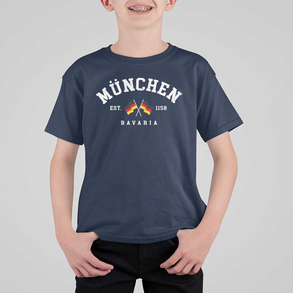 Munich City Bavaria Germany Est 1158 T Shirt For Kid Vintage German Flag
