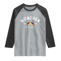 Munich City Bavaria Germany Est 1158 Raglan Shirt Vintage German Flag