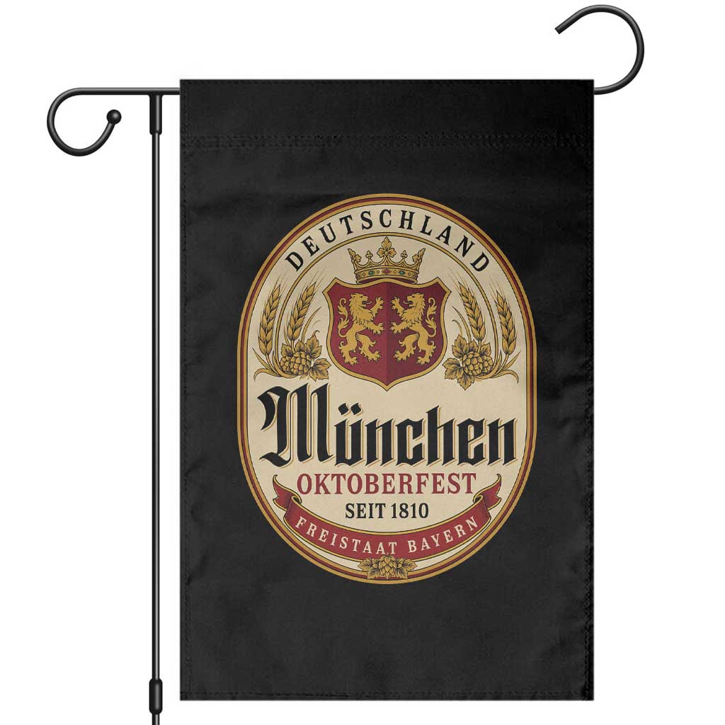 Oktoberfest Munchen Seit 1810 Garden Flag Deutschland German Beer Label Bavarian Lion Shield