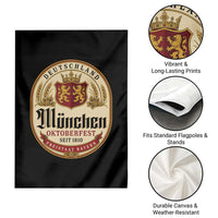 Oktoberfest Munchen Seit 1810 Garden Flag Deutschland German Beer Label Bavarian Lion Shield