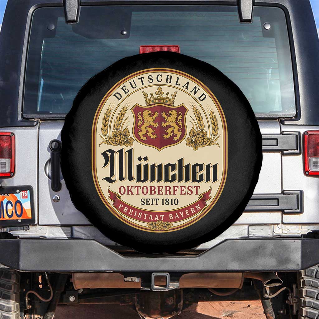 Oktoberfest Munchen Seit 1810 Spare Tire Cover Deutschland German Beer Label Bavarian Lion Shield