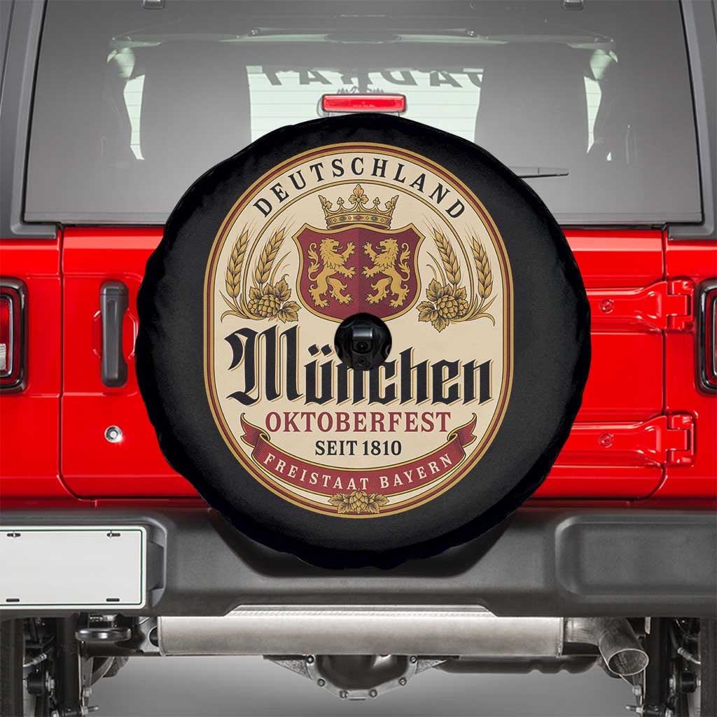 Oktoberfest Munchen Seit 1810 Spare Tire Cover Deutschland German Beer Label Bavarian Lion Shield