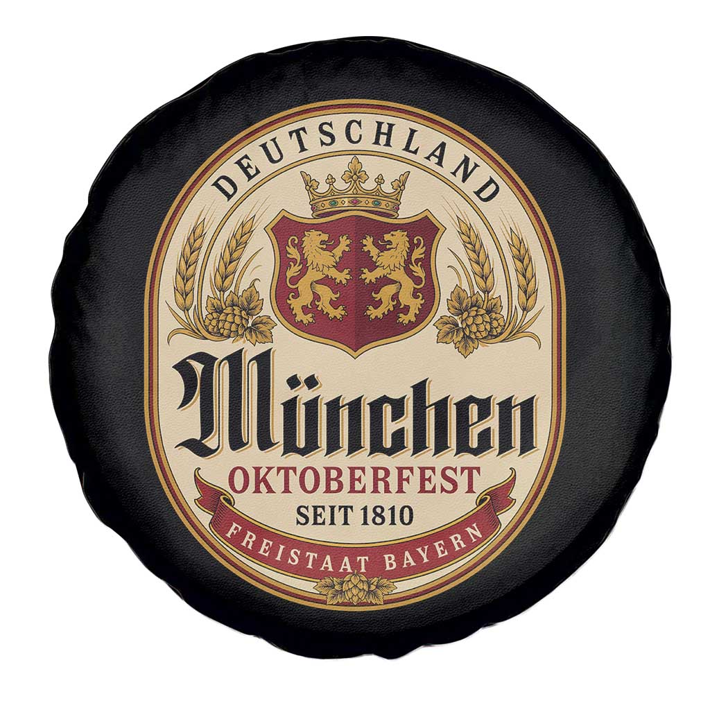 Oktoberfest Munchen Seit 1810 Spare Tire Cover Deutschland German Beer Label Bavarian Lion Shield