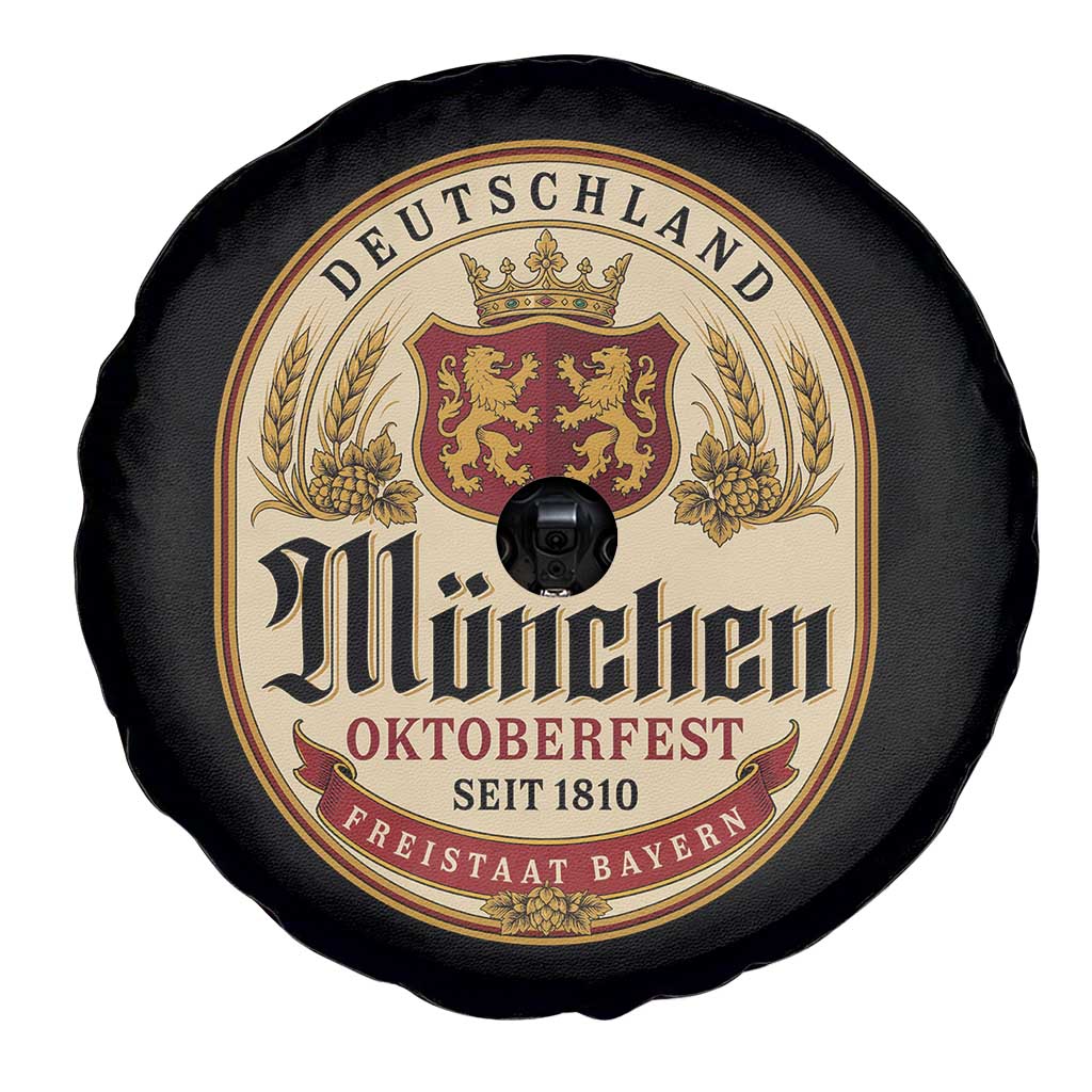 Oktoberfest Munchen Seit 1810 Spare Tire Cover Deutschland German Beer Label Bavarian Lion Shield