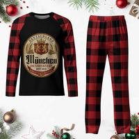 Oktoberfest Munchen Seit 1810 Plaid Pajama Set Deutschland German Beer Label Bavarian Lion Shield