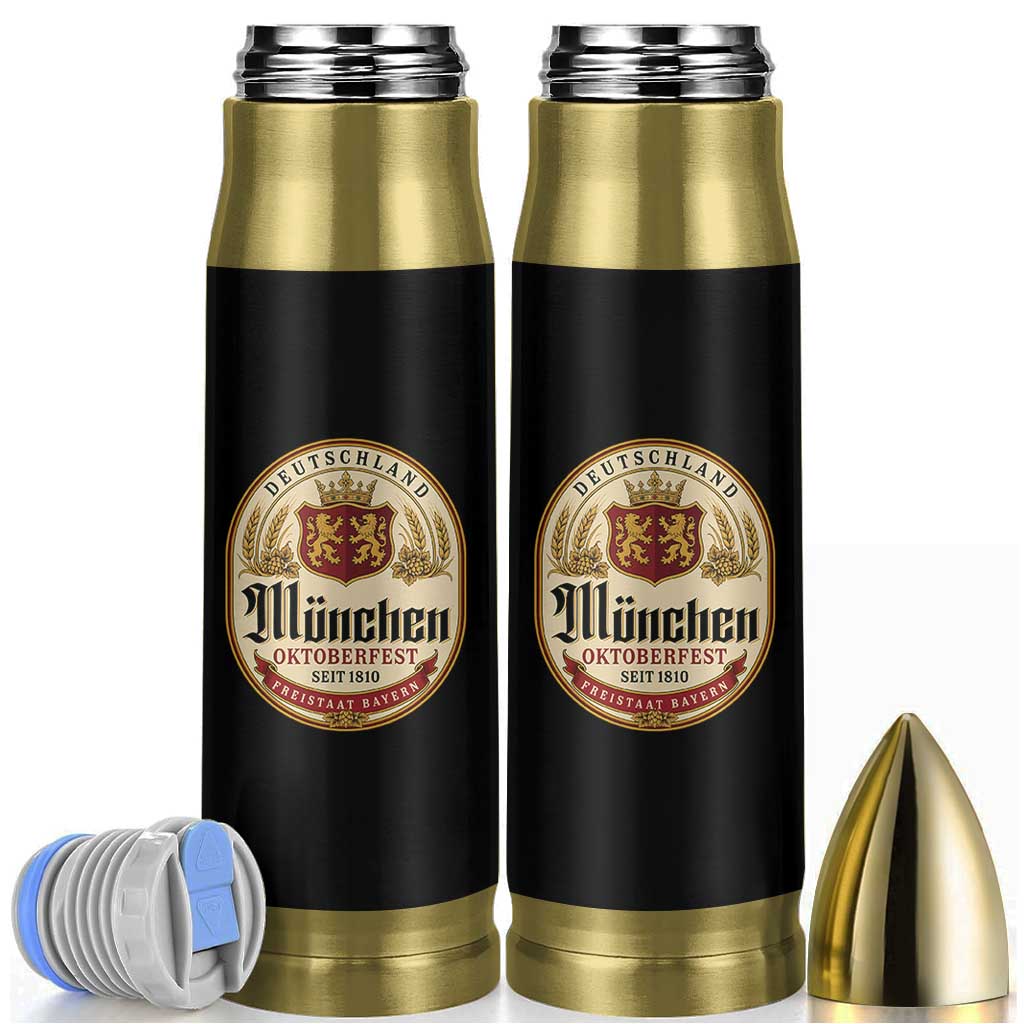 Oktoberfest Munchen Seit 1810 Bullet Tumbler Deutschland German Beer Label Bavarian Lion Shield