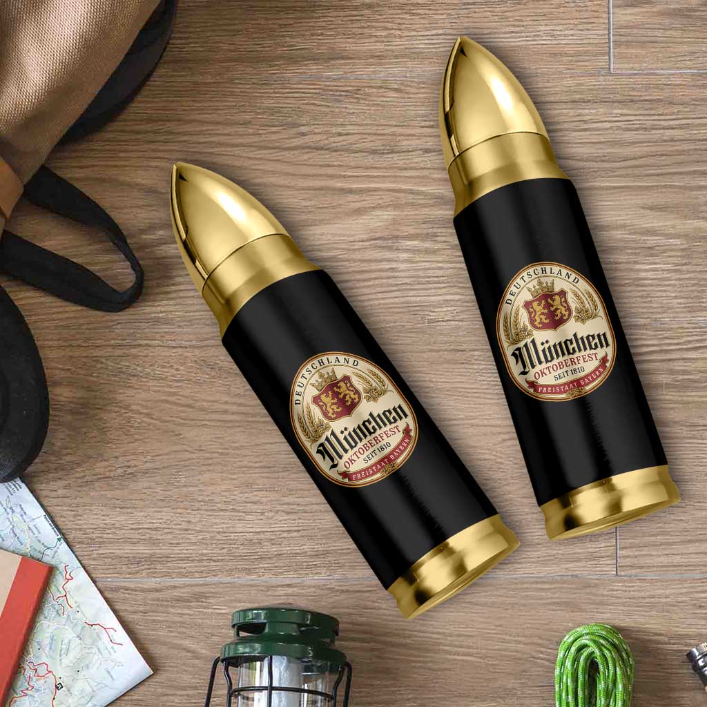 Oktoberfest Munchen Seit 1810 Bullet Tumbler Deutschland German Beer Label Bavarian Lion Shield