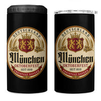 Oktoberfest Munchen Seit 1810 4 in 1 Can Cooler Tumbler Deutschland German Beer Label Bavarian Lion Shield