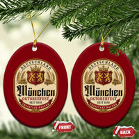 Oktoberfest Munchen Seit 1810 Ceramic Ornament Deutschland German Beer Label Bavarian Lion Shield