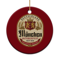 Oktoberfest Munchen Seit 1810 Ceramic Ornament Deutschland German Beer Label Bavarian Lion Shield