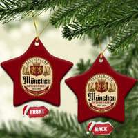 Oktoberfest Munchen Seit 1810 Ceramic Ornament Deutschland German Beer Label Bavarian Lion Shield