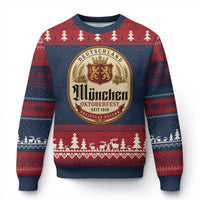 Oktoberfest Munchen Seit 1810 Ugly Christmas Sweater Deutschland German Beer Label Bavarian Lion Shield