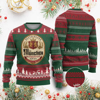 Oktoberfest Munchen Seit 1810 Ugly Christmas Sweater Deutschland German Beer Label Bavarian Lion Shield