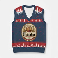 Oktoberfest Munchen Seit 1810 V-Neck Knit Sweater Vest Deutschland German Beer Label Bavarian Lion Shield