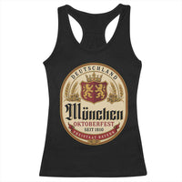 Oktoberfest Munchen Seit 1810 Racerback Tank Top Deutschland German Beer Label Bavarian Lion Shield