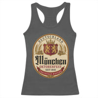 Oktoberfest Munchen Seit 1810 Racerback Tank Top Deutschland German Beer Label Bavarian Lion Shield