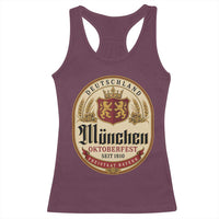 Oktoberfest Munchen Seit 1810 Racerback Tank Top Deutschland German Beer Label Bavarian Lion Shield