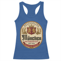 Oktoberfest Munchen Seit 1810 Racerback Tank Top Deutschland German Beer Label Bavarian Lion Shield