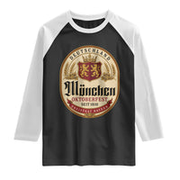 Oktoberfest Munchen Seit 1810 Raglan Shirt Deutschland German Beer Label Bavarian Lion Shield