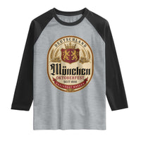 Oktoberfest Munchen Seit 1810 Raglan Shirt Deutschland German Beer Label Bavarian Lion Shield