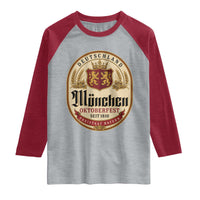 Oktoberfest Munchen Seit 1810 Raglan Shirt Deutschland German Beer Label Bavarian Lion Shield
