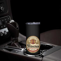 Oktoberfest Munchen Seit 1810 Skinny Tumbler Deutschland German Beer Label Bavarian Lion Shield