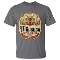 Oktoberfest Munchen Seit 1810 T Shirt Deutschland German Beer Label Bavarian Lion Shield