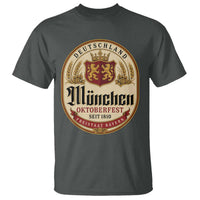 Oktoberfest Munchen Seit 1810 T Shirt Deutschland German Beer Label Bavarian Lion Shield