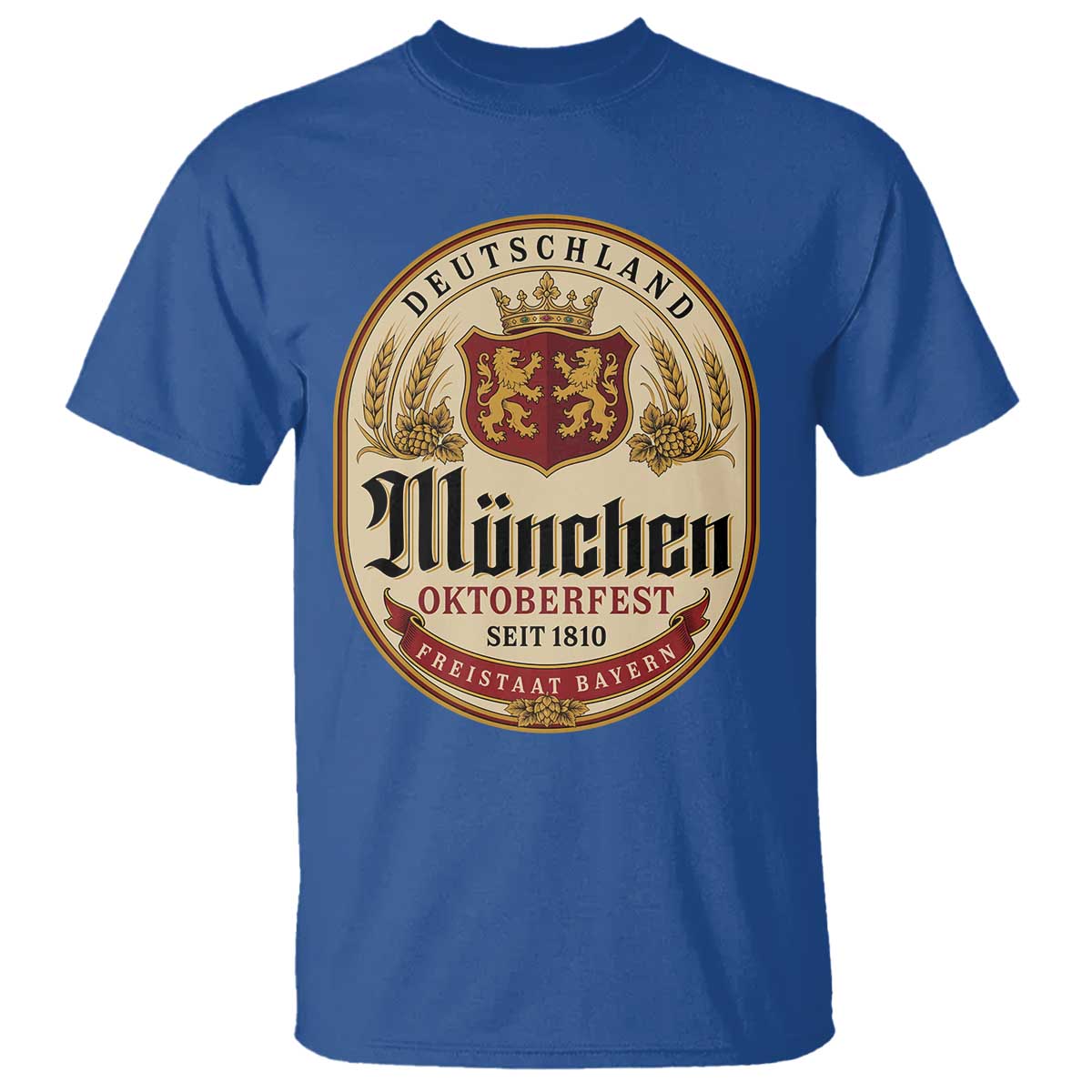 Oktoberfest Munchen Seit 1810 T Shirt Deutschland German Beer Label Bavarian Lion Shield