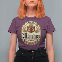 Oktoberfest Munchen Seit 1810 T Shirt For Women Deutschland German Beer Label Bavarian Lion Shield