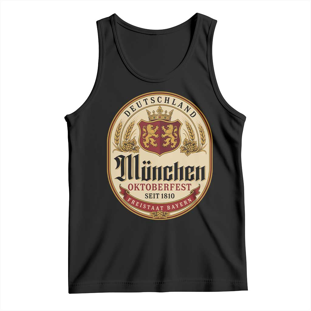Oktoberfest Munchen Seit 1810 Tank Top Deutschland German Beer Label Bavarian Lion Shield