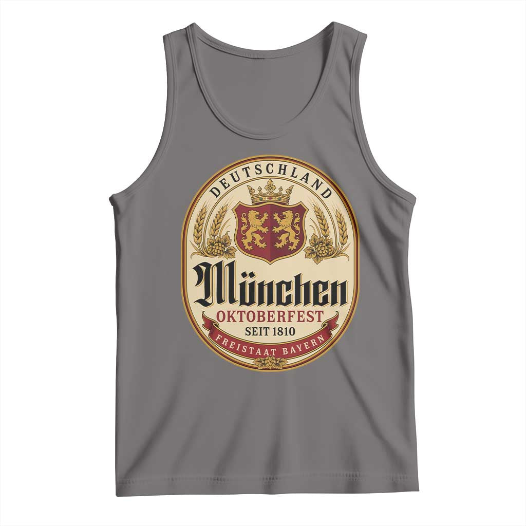 Oktoberfest Munchen Seit 1810 Tank Top Deutschland German Beer Label Bavarian Lion Shield