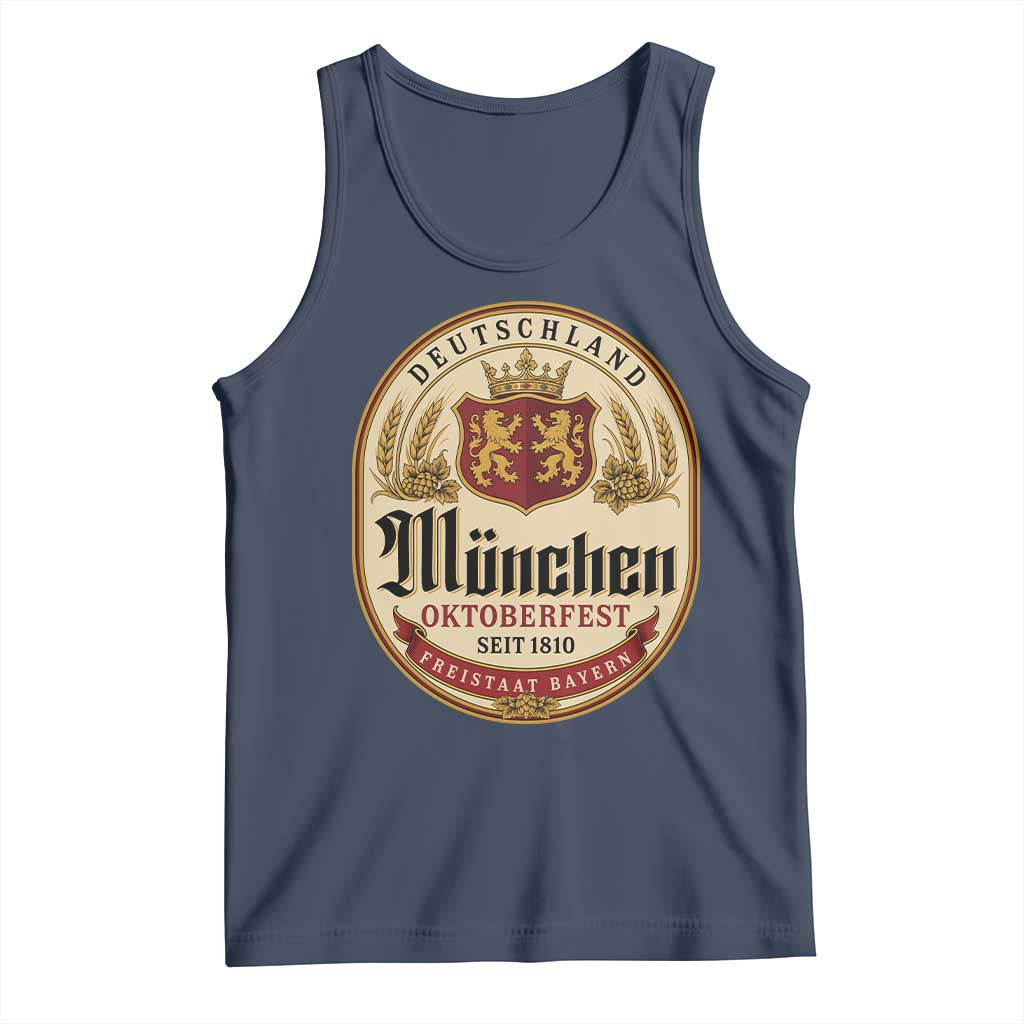 Oktoberfest Munchen Seit 1810 Tank Top Deutschland German Beer Label Bavarian Lion Shield