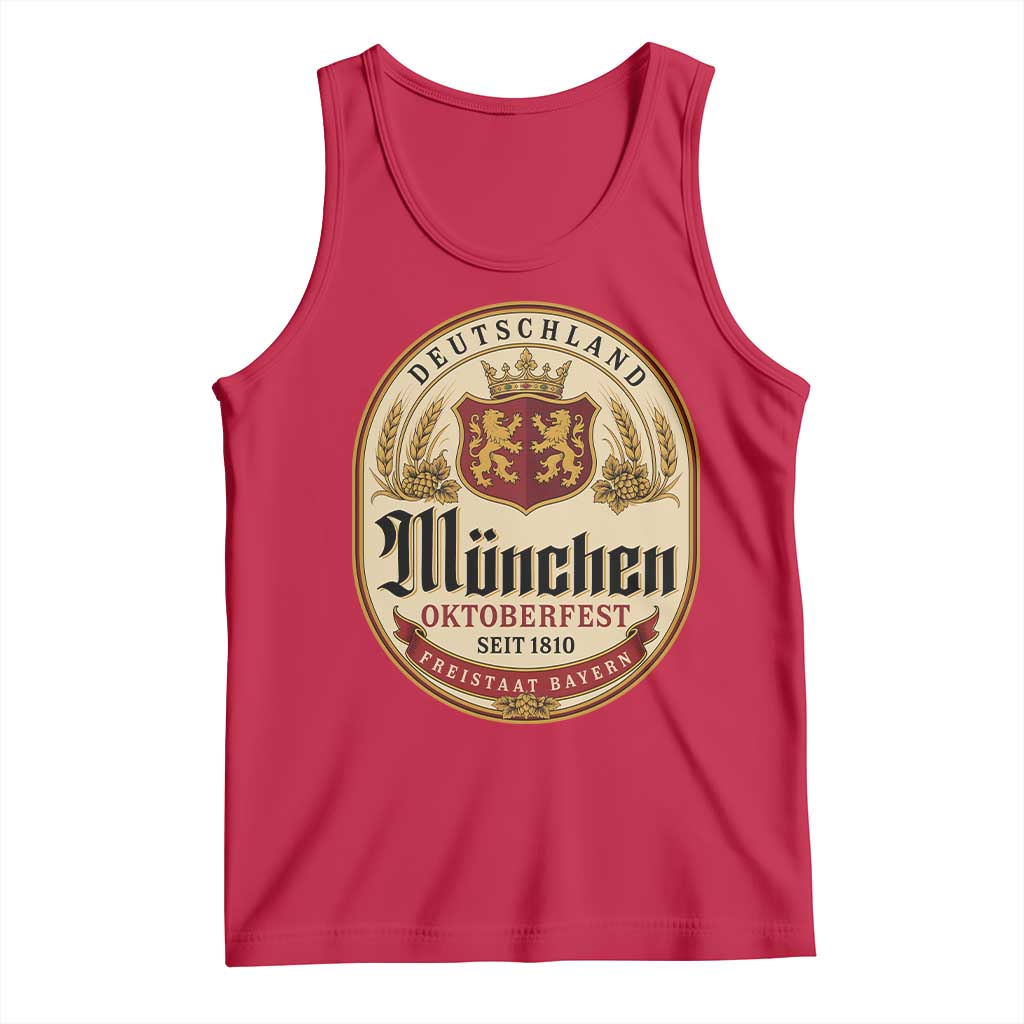 Oktoberfest Munchen Seit 1810 Tank Top Deutschland German Beer Label Bavarian Lion Shield