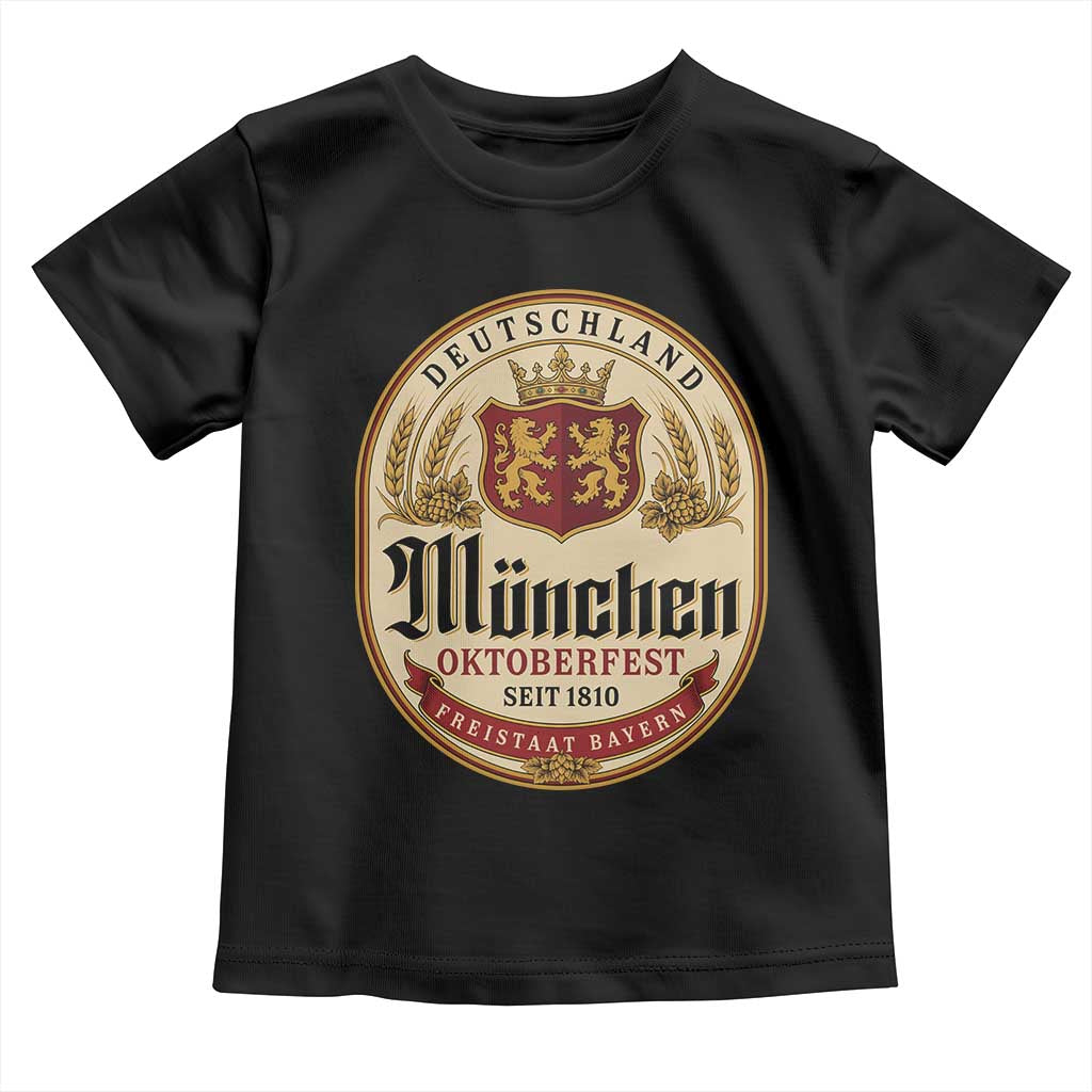 Oktoberfest Munchen Seit 1810 Toddler T Shirt Deutschland German Beer Label Bavarian Lion Shield