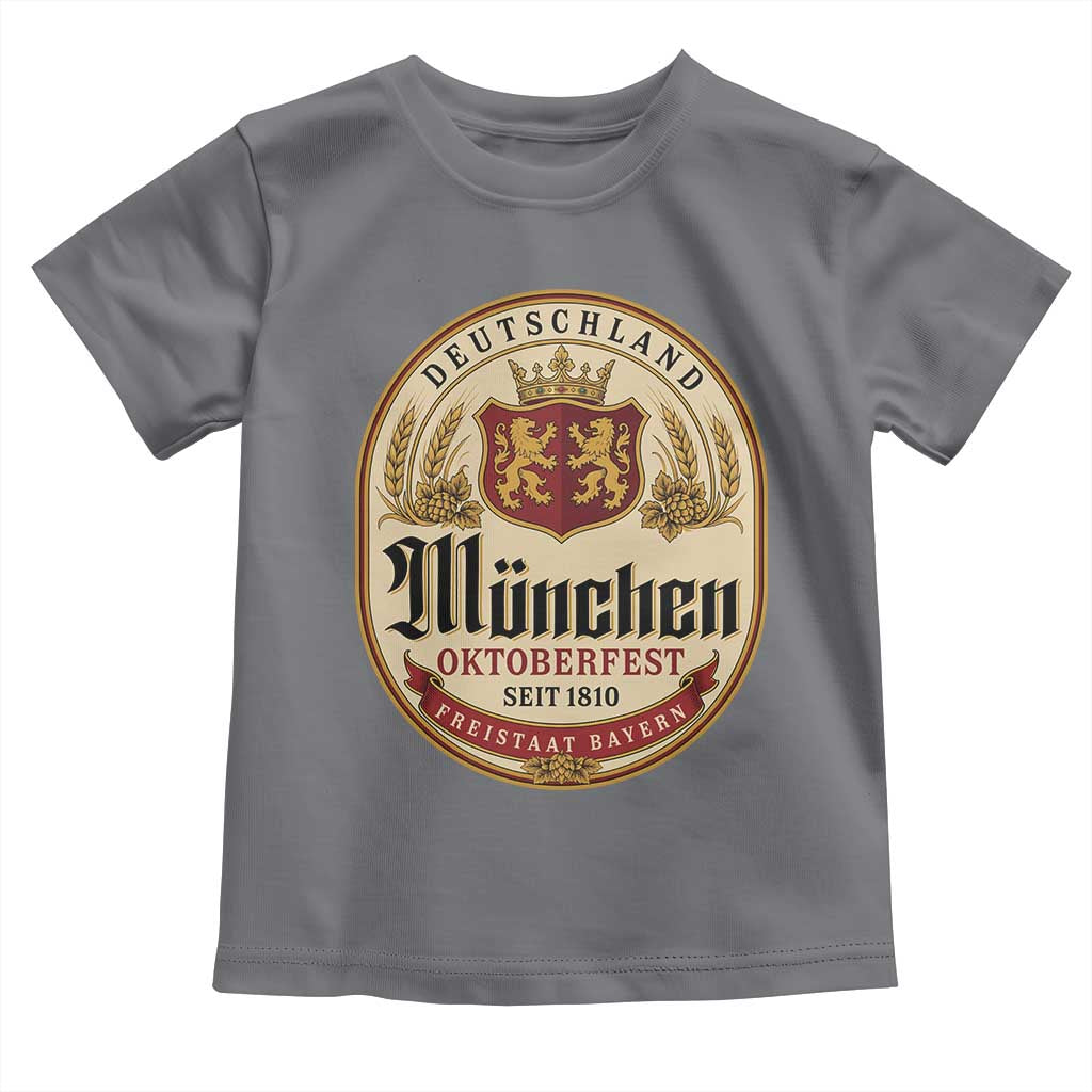 Oktoberfest Munchen Seit 1810 Toddler T Shirt Deutschland German Beer Label Bavarian Lion Shield