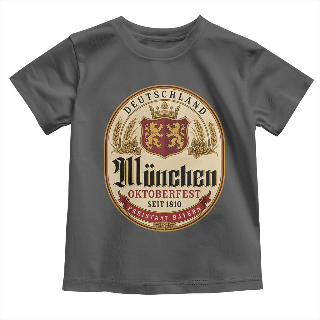 Oktoberfest Munchen Seit 1810 Toddler T Shirt Deutschland German Beer Label Bavarian Lion Shield