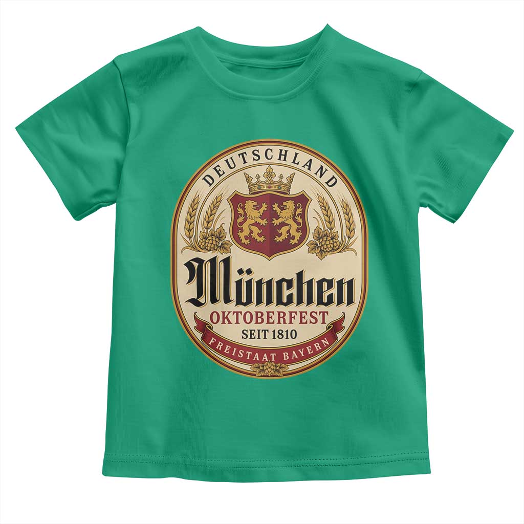 Oktoberfest Munchen Seit 1810 Toddler T Shirt Deutschland German Beer Label Bavarian Lion Shield
