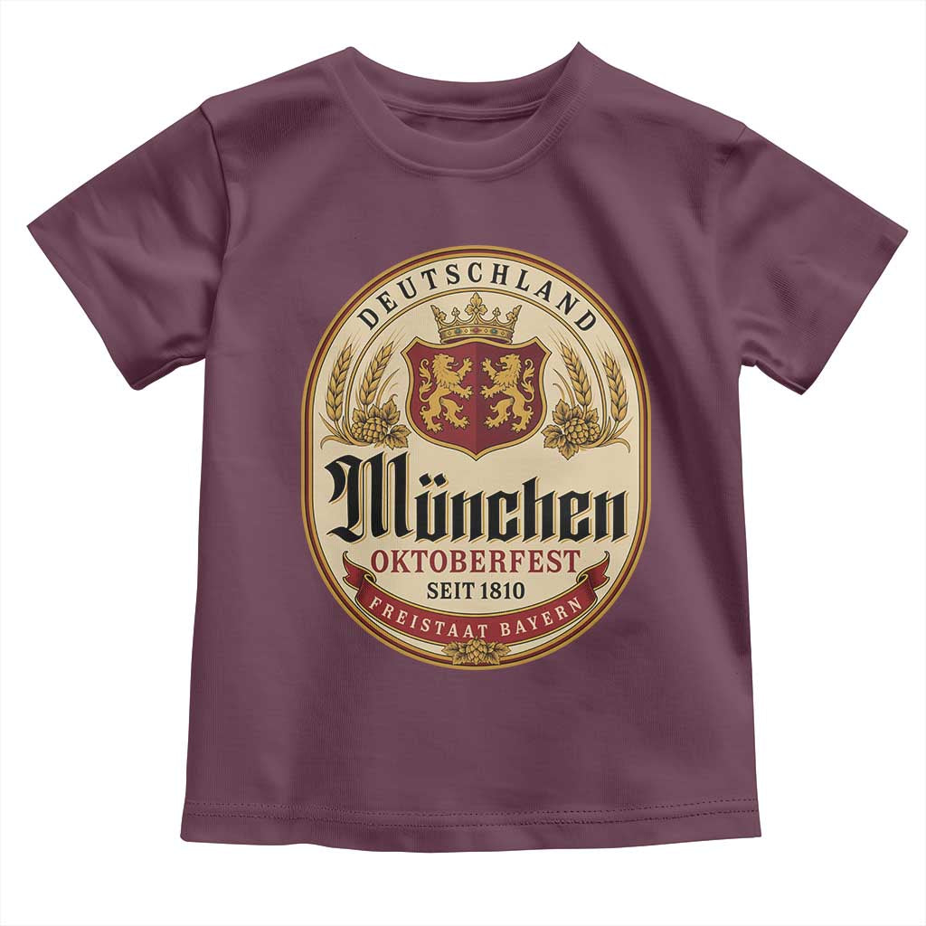 Oktoberfest Munchen Seit 1810 Toddler T Shirt Deutschland German Beer Label Bavarian Lion Shield
