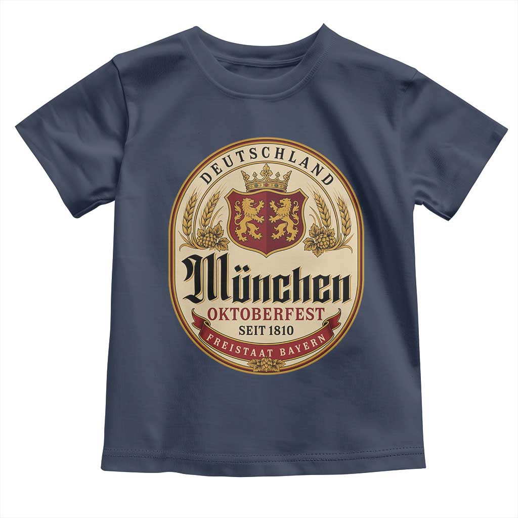 Oktoberfest Munchen Seit 1810 Toddler T Shirt Deutschland German Beer Label Bavarian Lion Shield