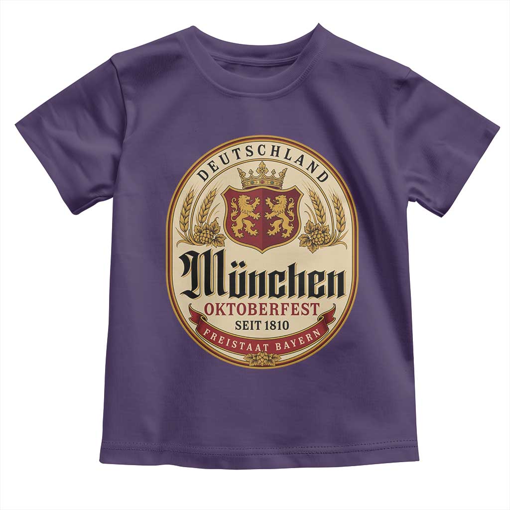 Oktoberfest Munchen Seit 1810 Toddler T Shirt Deutschland German Beer Label Bavarian Lion Shield