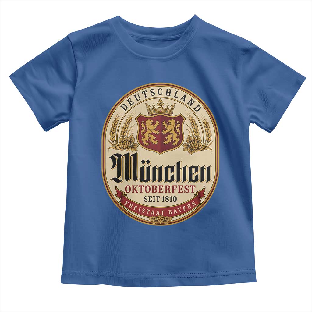 Oktoberfest Munchen Seit 1810 Toddler T Shirt Deutschland German Beer Label Bavarian Lion Shield
