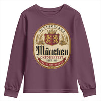 Oktoberfest Munchen Seit 1810 Youth Sweatshirt Deutschland German Beer Label Bavarian Lion Shield