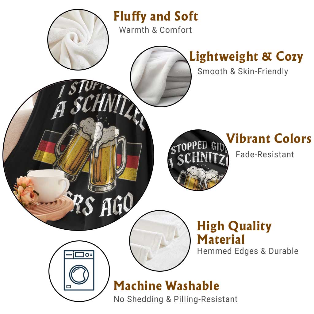 Funny Oktoberfest Beer Drinking Throw Blanket I Stopped Giving A Schnitzel 3 Beers Ago