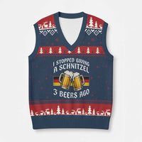 Funny Oktoberfest Beer Drinking V-Neck Knit Sweater Vest I Stopped Giving A Schnitzel 3 Beers Ago